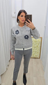 Cardigan Fiorellino Grigio